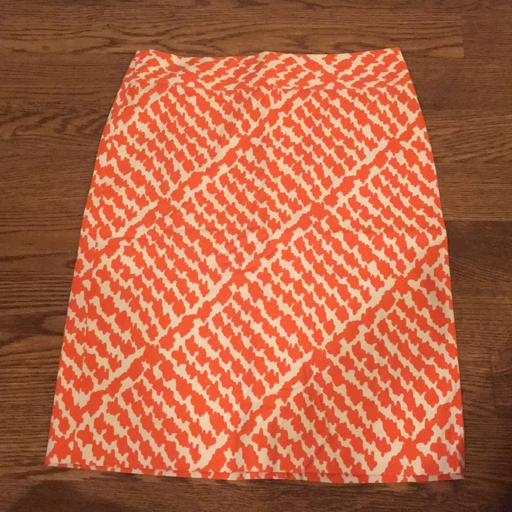JCrew -Size 2 Orange and White Pencil Skirt